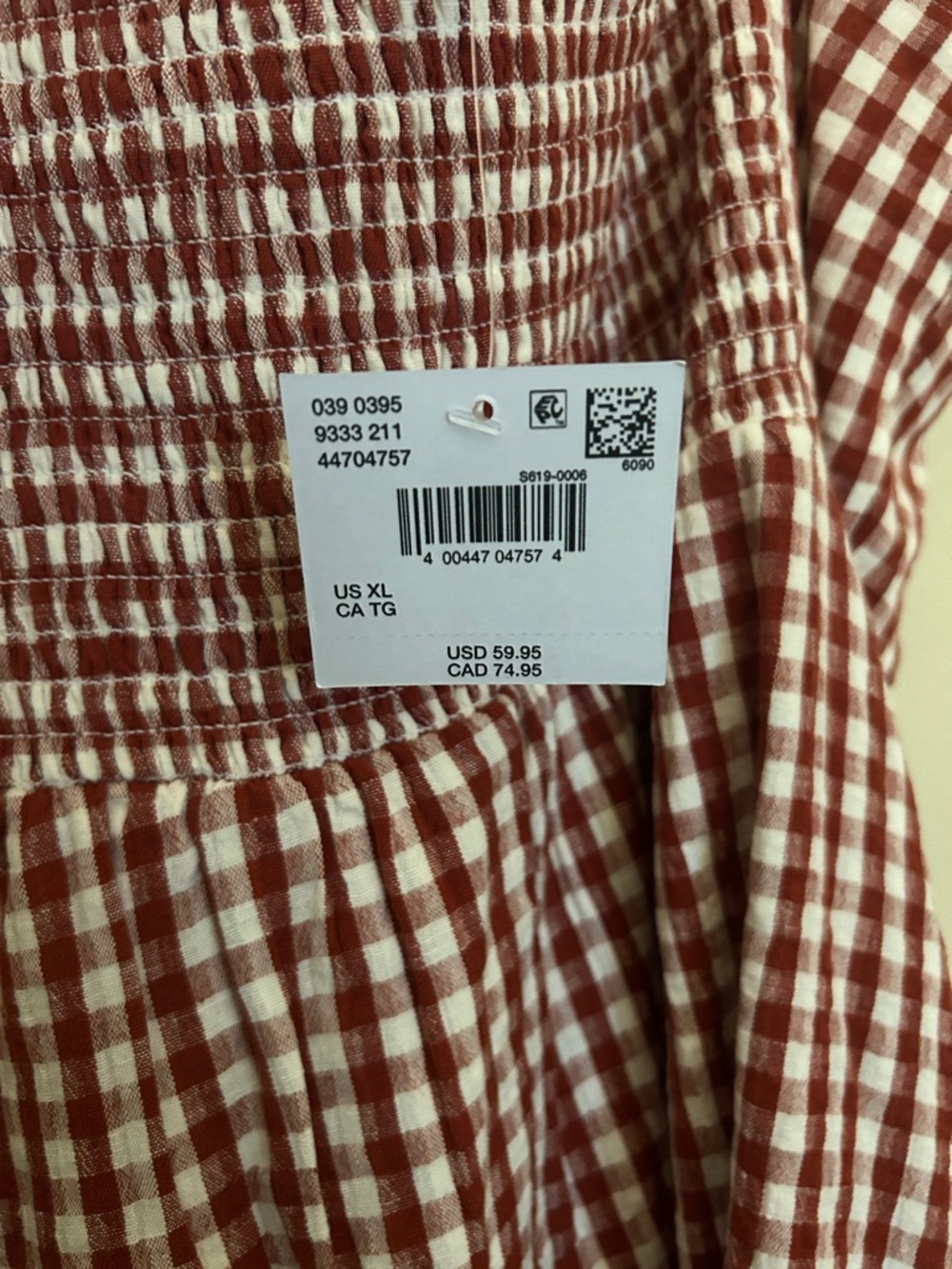 American Eagle Outfitters Red and White Gingham Tie-Strap Mini Dress - Picture 5 of 5